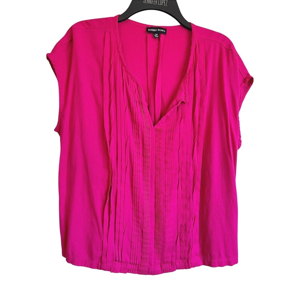 Lot of 3 Green Envelope Modern Works Womens Tops Medium Red Burgundy Pink Blouse - Picture 4 of 12